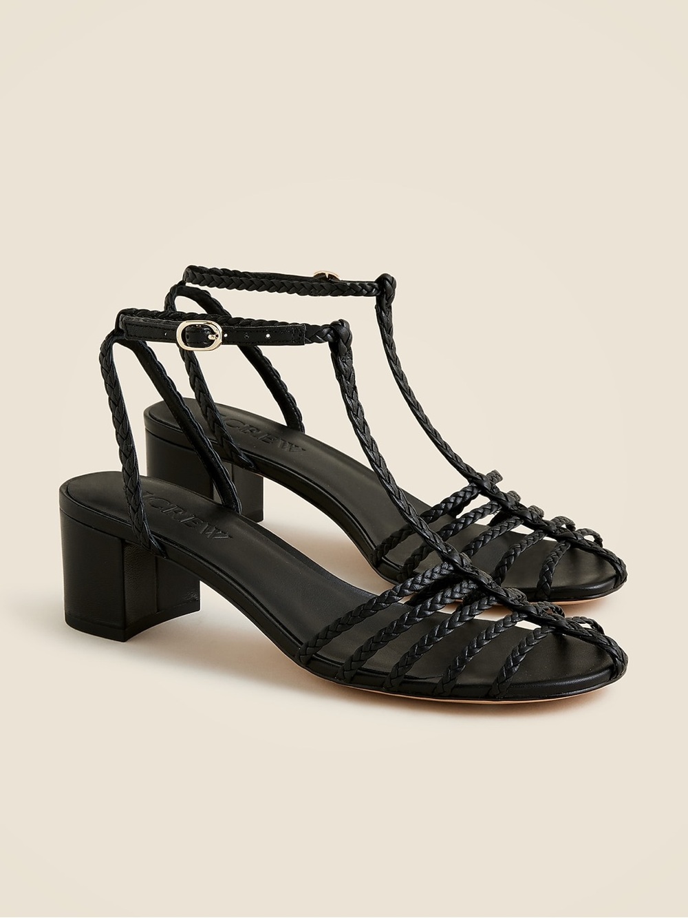 J.CREW Shay braided-strap block-heel sandals in leather